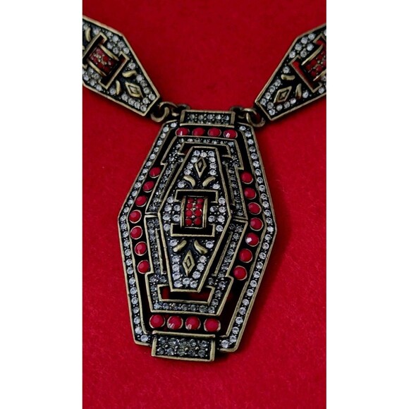 Vintage Heidi Daus Rhinestones & Black Onyx Beads Collar Statement Necklace - Picture 2 of 16